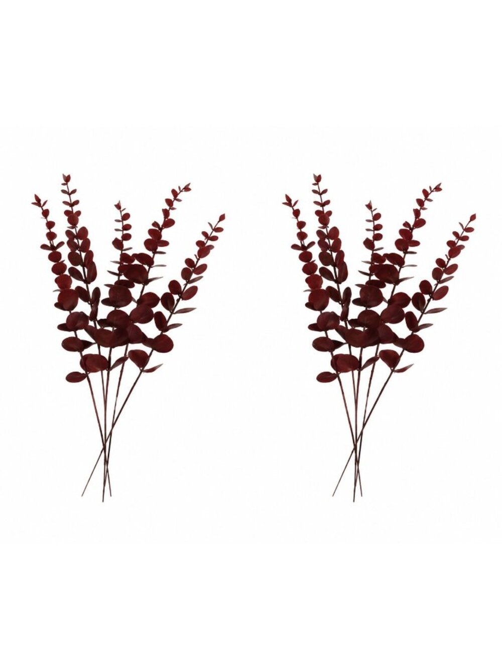 Burgundy Eucalyptus Stems Set of 10 Faux Greenery Dark Red
